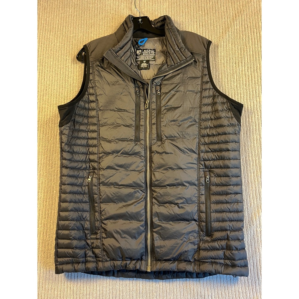 KUHL Vest Mens L Spyfire Projekt Down Puffer Carbon Black Full Zip EUC